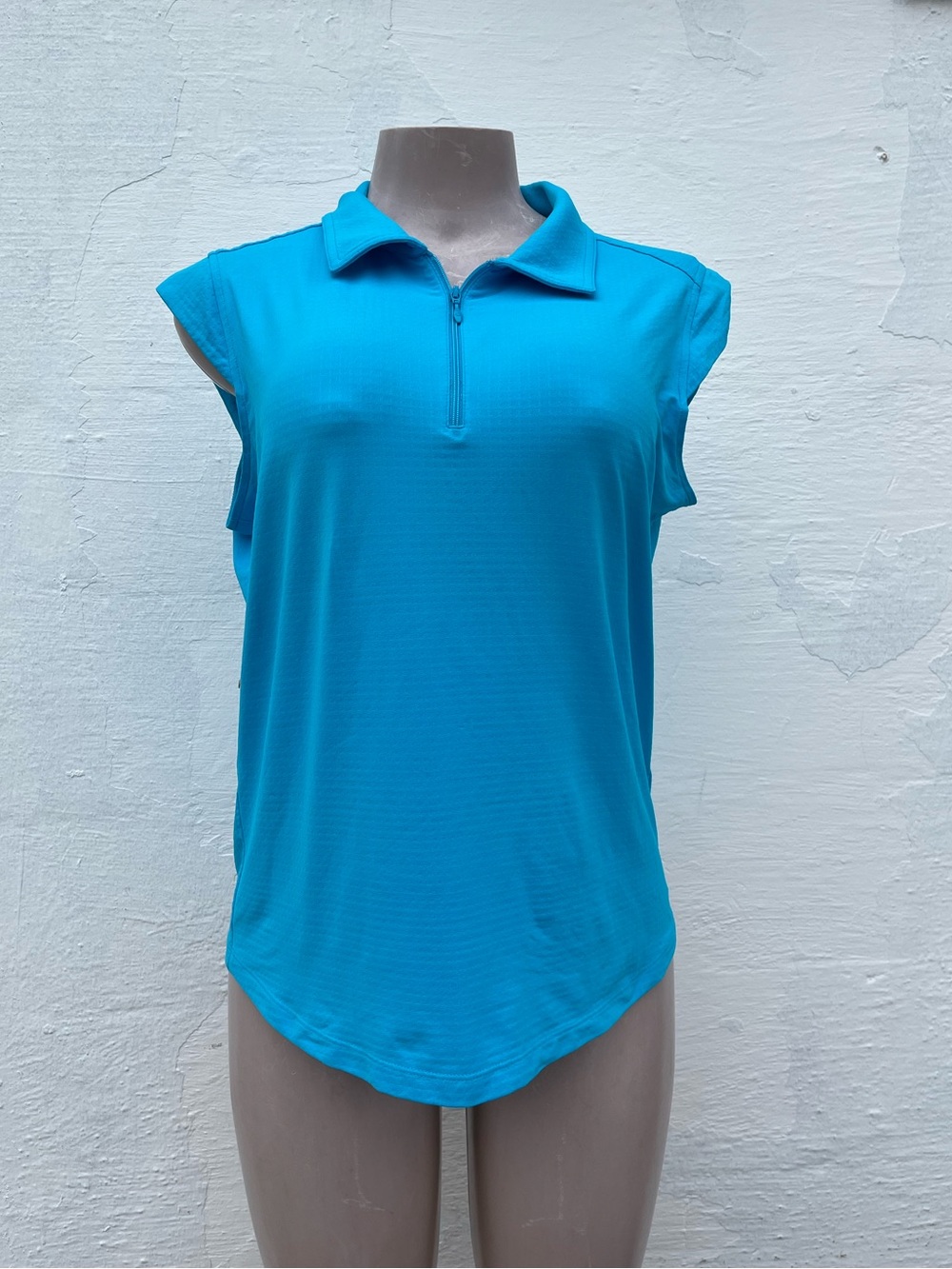 IBKUL Sleeveless Zip Polo Tank - Aqua Blue